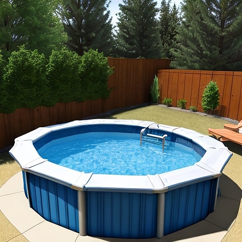installed above ground pool in a backyard