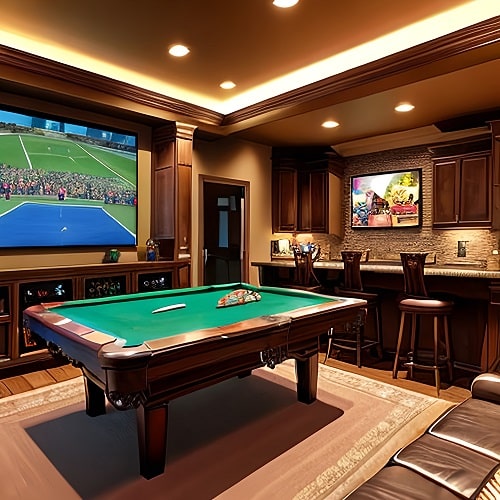 pool table in a game room