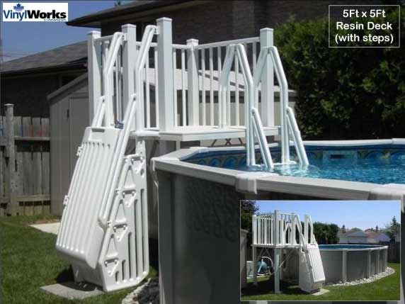 5'x5' Resin Pool Deck with Steps and Gate